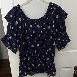 Universal Thread Dark Blue Floral Blouse